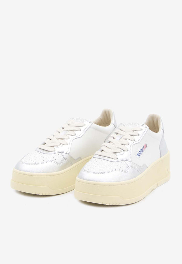 Autry Medalist Leather Platform Sneakers White PTLW-WB-18