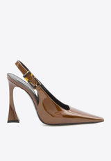 Saint Laurent Dune 110 Patent Leather Slingback Pumps Brown 786756-AAAPQ-2528