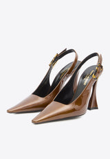 Saint Laurent Dune 110 Patent Leather Slingback Pumps Brown 786756-AAAPQ-2528