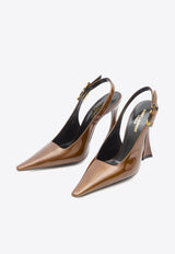 Saint Laurent Dune 110 Patent Leather Slingback Pumps Brown 786756-AAAPQ-2528