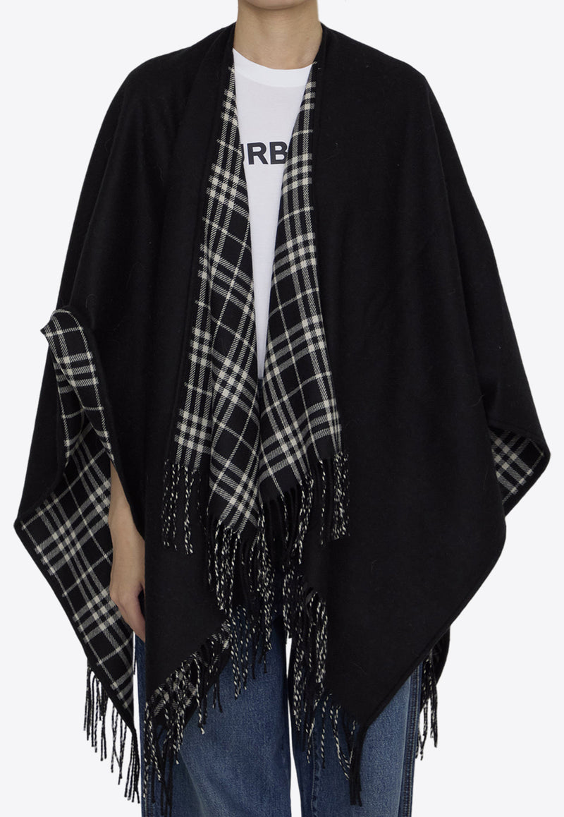 Burberry Reversible Check Pattern Wool Poncho Black 8095255--C1343