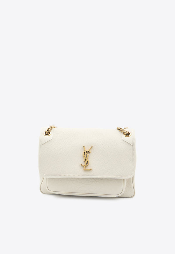 Saint Laurent Medium Niki Grained Leather Shoulder Bag White 633178-AACYT-9207