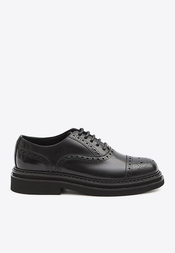 Dolce & Gabbana Brushed Leather Brogue Shoes Black A20159-A1203-80999