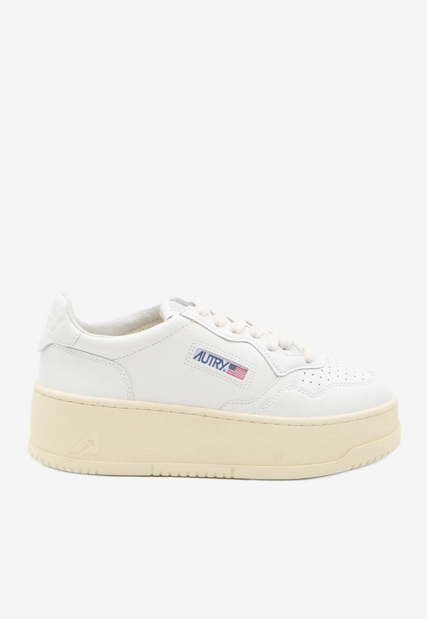 Autry Medalist Leather Platform Sneakers White PTLW-LL-15