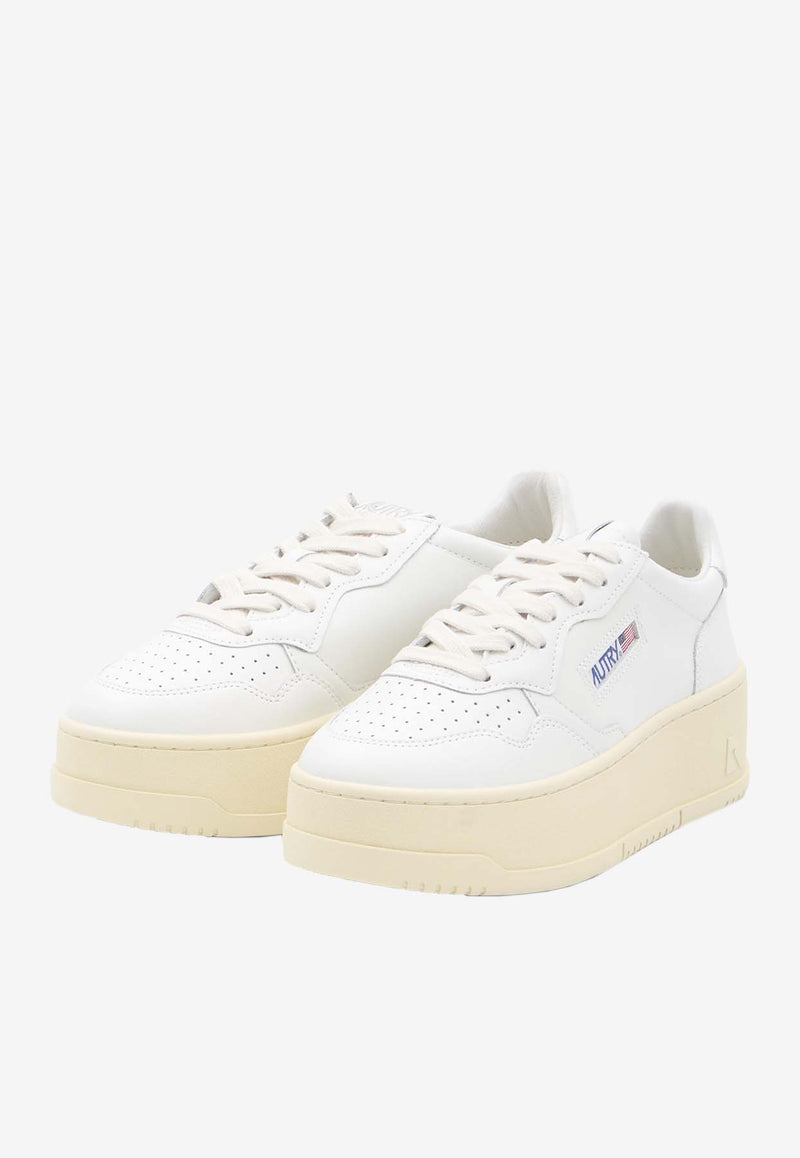 Autry Medalist Leather Platform Sneakers White PTLW-LL-15