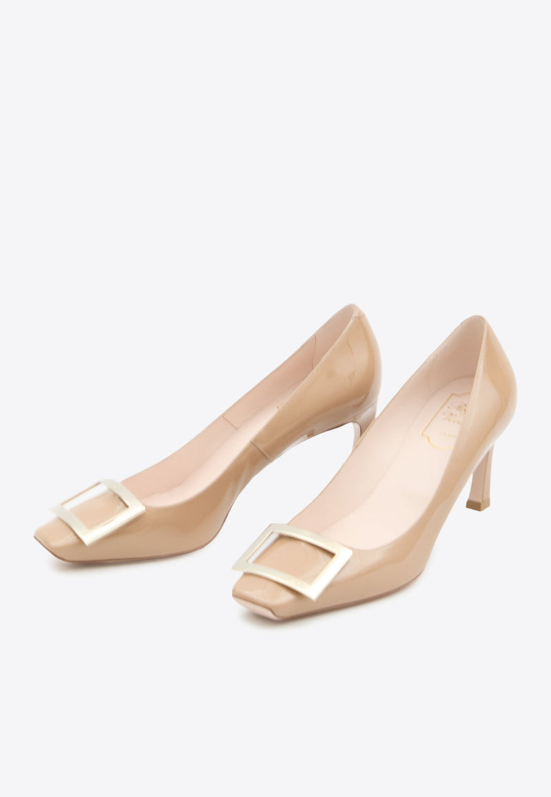 Roger Vivier Trompette 70 Patent Leather Pumps Beige RVW40015280D1--PM005