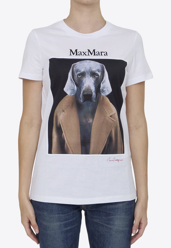 Max Mara Cipria Dog Print T-shirt White 2421946071-600-016