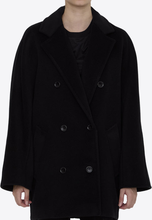 Max Mara Double-Breasted Short Wool Coat Black 2421086011-600-003