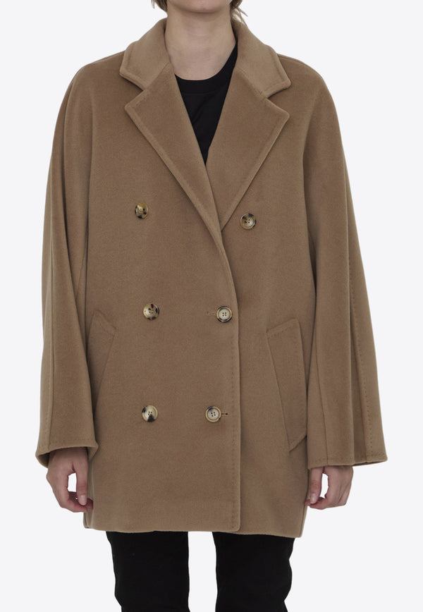 Max Mara Double-Breasted Short Wool Coat Beige 2421086011-600-001