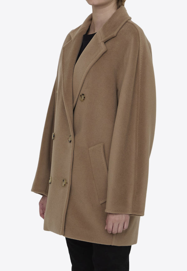 Max Mara Double-Breasted Short Wool Coat Beige 2421086011-600-001