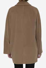 Max Mara Double-Breasted Short Wool Coat Beige 2421086011-600-001