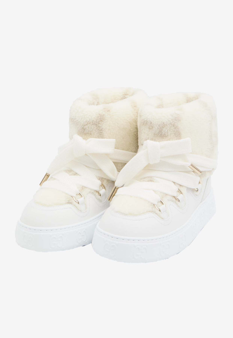 Gucci GG Motif Shearling Ankle Boots White 797828-FADQ9-8749