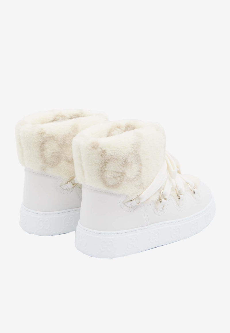 Gucci GG Motif Shearling Ankle Boots White 797828-FADQ9-8749