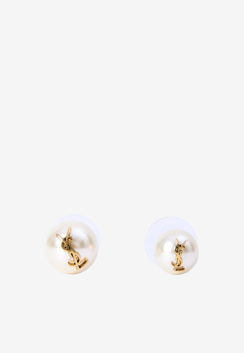 Saint Laurent Cassandre Pearl Stud Earrings Pearl 691563-Y1526-9018