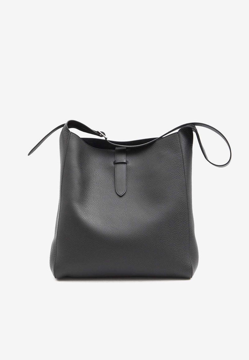 The Row Blake Grained Leather Hobo Bag Black W1699-L129-BLPL