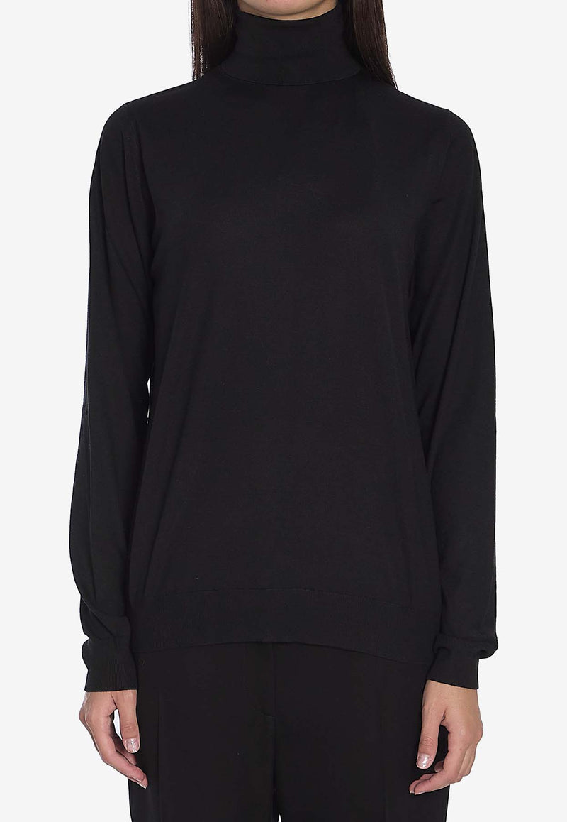 The Row Heva Turtleneck Wool Sweater Black 8280-Y590-BLK