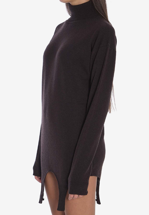 Saint Laurent Turtleneck Garter Cashmere Sweater Brown 806969-YALL2-1082