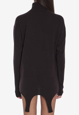 Saint Laurent Turtleneck Garter Cashmere Sweater Brown 806969-YALL2-1082