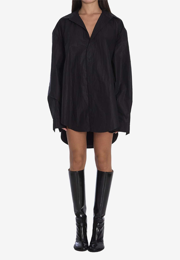 Balenciaga Suspended Sleeved Mini Shirt Dress Black 809049-TNM60-1000