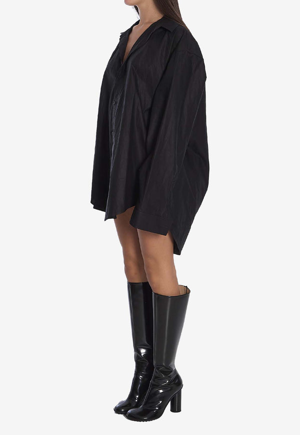 Balenciaga Suspended Sleeved Mini Shirt Dress Black 809049-TNM60-1000