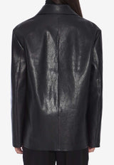 The Row Fabian Burnished Leather Jacket Black 8241-L265-BLK