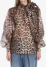 Zimmermann Illustration Leopard Print Billow Blouse Brown 1395TF241--CHCLEO