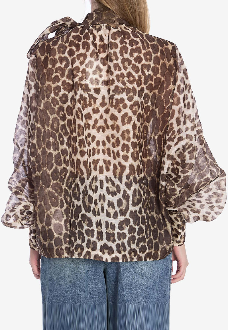 Zimmermann Illustration Leopard Print Billow Blouse Brown 1395TF241--CHCLEO