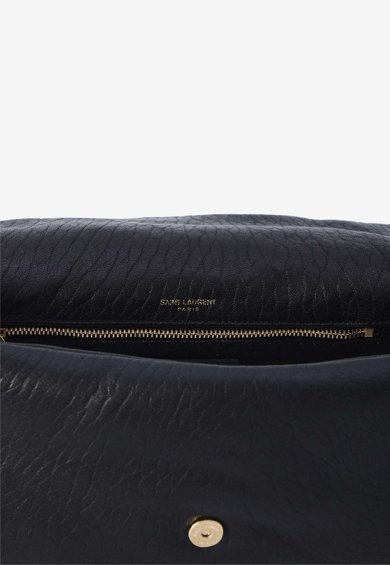 Saint Laurent Medium Calypso Nappa Leather Shoulder Bag Black 800916-AACYT-1000