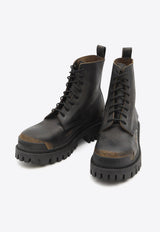 Balenciaga Strike Combat Leather Boots Black 670633-WBD11-1020