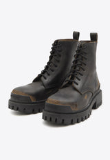 Balenciaga Strike Combat Leather Boots Black 670633-WBD11-1020