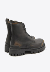 Balenciaga Strike Combat Leather Boots Black 670633-WBD11-1020