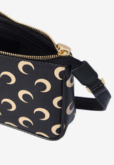 Marine Serre Moon Screenprint Leather Shoulder Bag Black WBA018A-CLEA0054-IT99