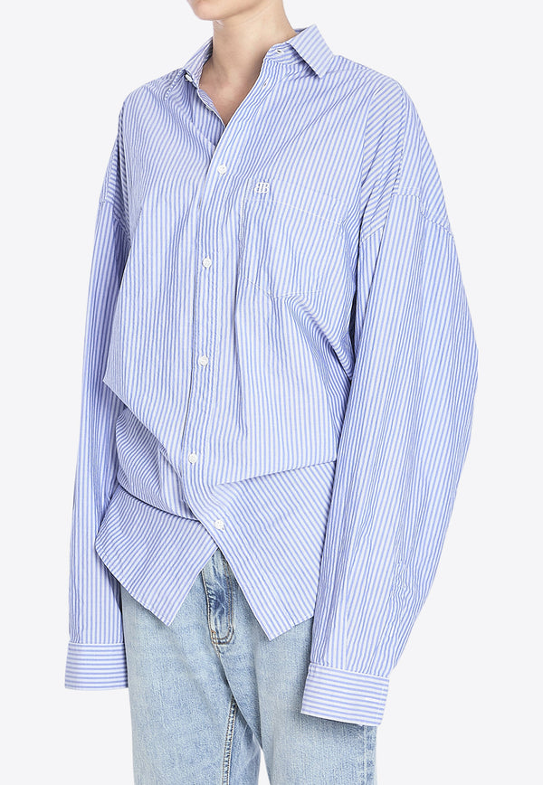 Balenciaga Knotted Stripe-Pattern Shirt Blue 809158-TRM26-4640