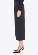 Valentino Wool Midi Skirt with Side Slits Black 5B0RAC44-88J-0NO