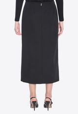 Valentino Wool Midi Skirt with Side Slits Black 5B0RAC44-88J-0NO