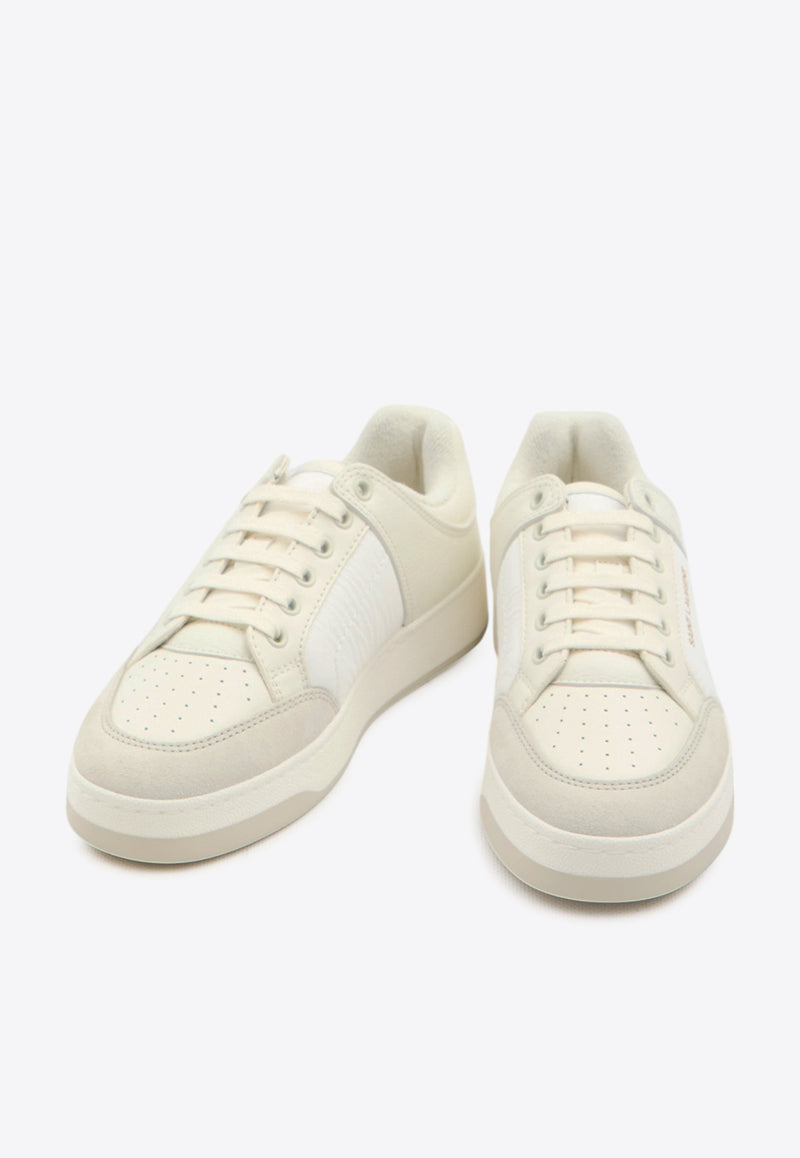 Saint Laurent Perforated Low-Top Leather Sneakers White 807886-AAD8B-9052