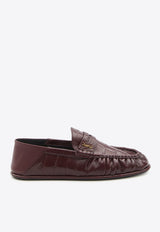 Saint Laurent Cassandre Slip-On Leather Loafers Bordeaux 800537-AAD67-6117