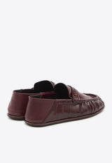 Saint Laurent Cassandre Slip-On Leather Loafers Bordeaux 800537-AAD67-6117