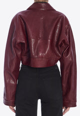 Khaite Sue Cropped Leather Jacket Bordeaux 6151843--oxblood