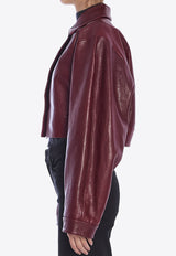 Khaite Sue Cropped Leather Jacket Bordeaux 6151843--oxblood