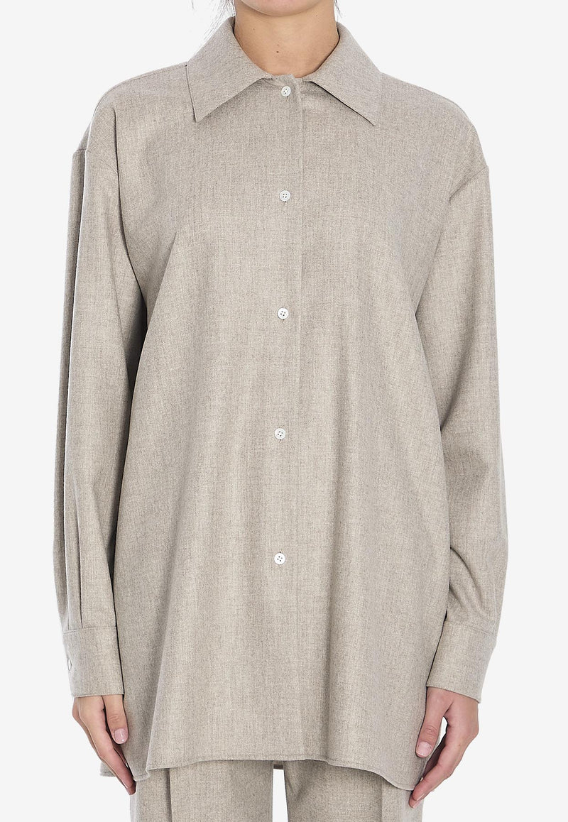 The Row Komako Long-Sleeved Wool Shirt Beige 8461-W3301-LPB