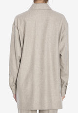 The Row Komako Long-Sleeved Wool Shirt Beige 8461-W3301-LPB