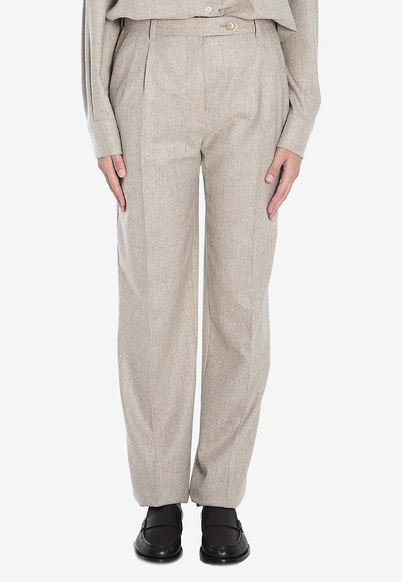 The Row Norbert Tailored Wool-Blend Pants Beige 8484-W3301-LPB