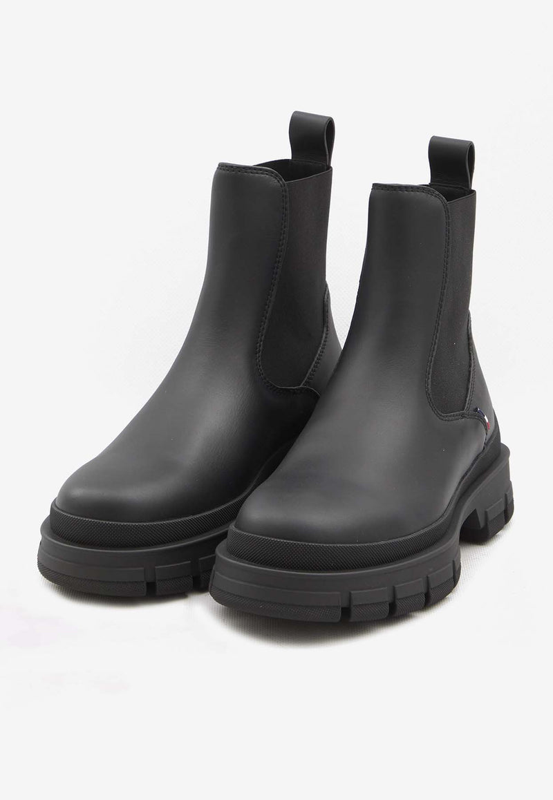 Moncler Hevea Leather Chelsea Boots Black 4F00090-M4646-999