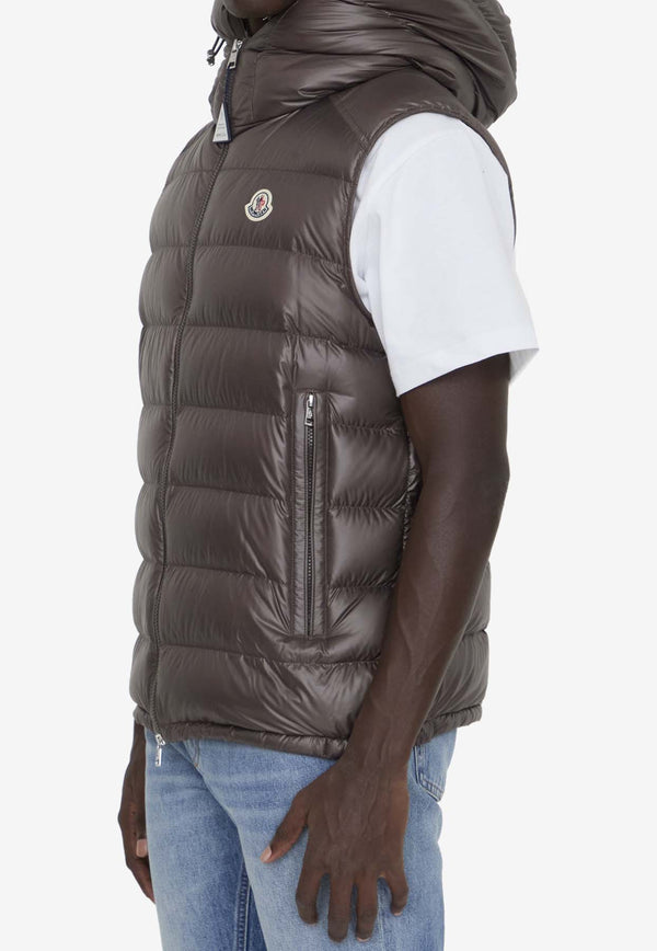 Moncler Barant Logo Patch Down Vest  Brown 1A00062-597EX-243