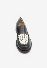 Mach & Mach Sirene Pearl Embellished Loafers Black PF24-S0776-30-CLF-B02