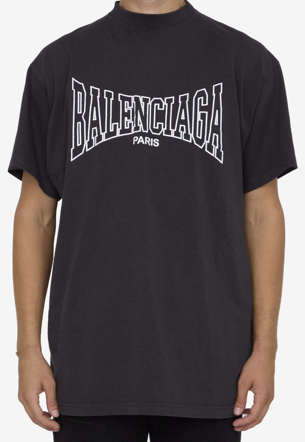 Balenciaga Logo Boxing Oversized T-shirt Black 787349-TRVH5-8190