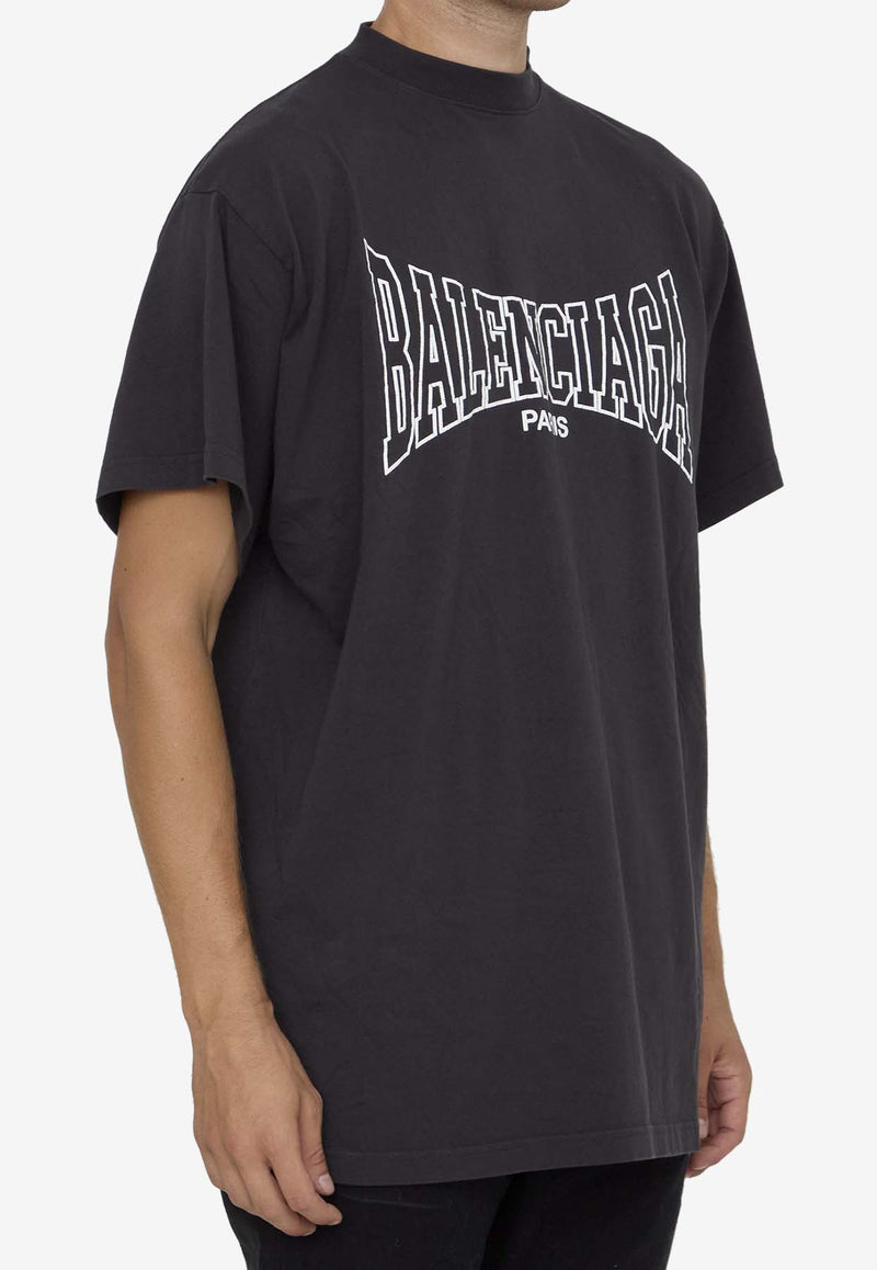 Balenciaga Logo Boxing Oversized T-shirt Black 787349-TRVH5-8190