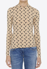 Marine Serre Moon Jacquard Long-Sleeved Top Nude WTS005A-CJER0001-TA10