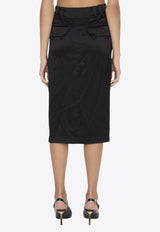 Saint Laurent Classic Silk Midi Skirt Black 785399-Y001W-1000